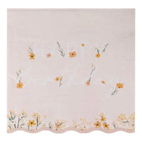 Pink Floral 'Happy Birthday' Napkins (x16) General Party