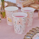 Pink Floral Party Cups (x8)