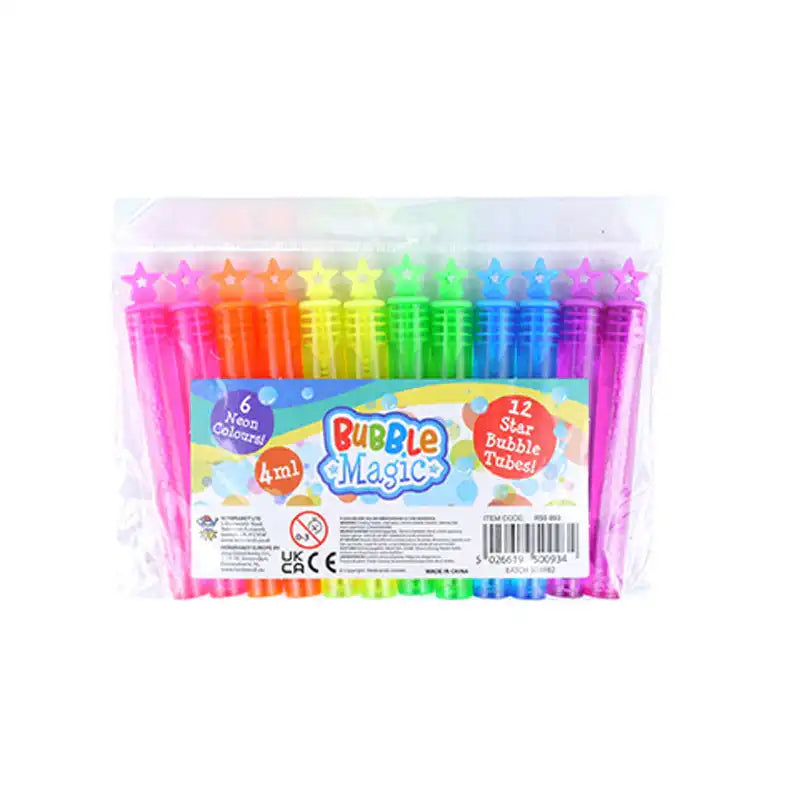 Neon Star Party Bubble Tubes (x12) Kids Party