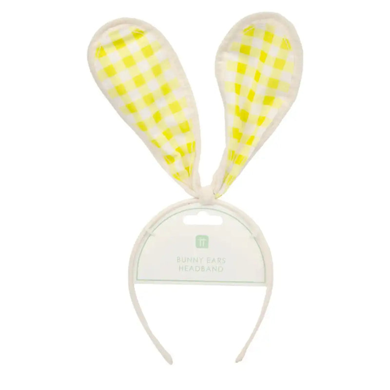 Reusable Bunny Ears Yellow Gingham Headband Easter