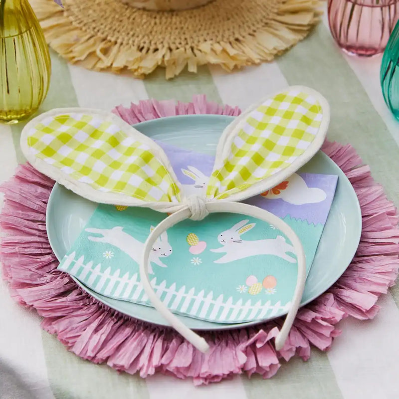 Reusable Bunny Ears Yellow Gingham Headband Easter