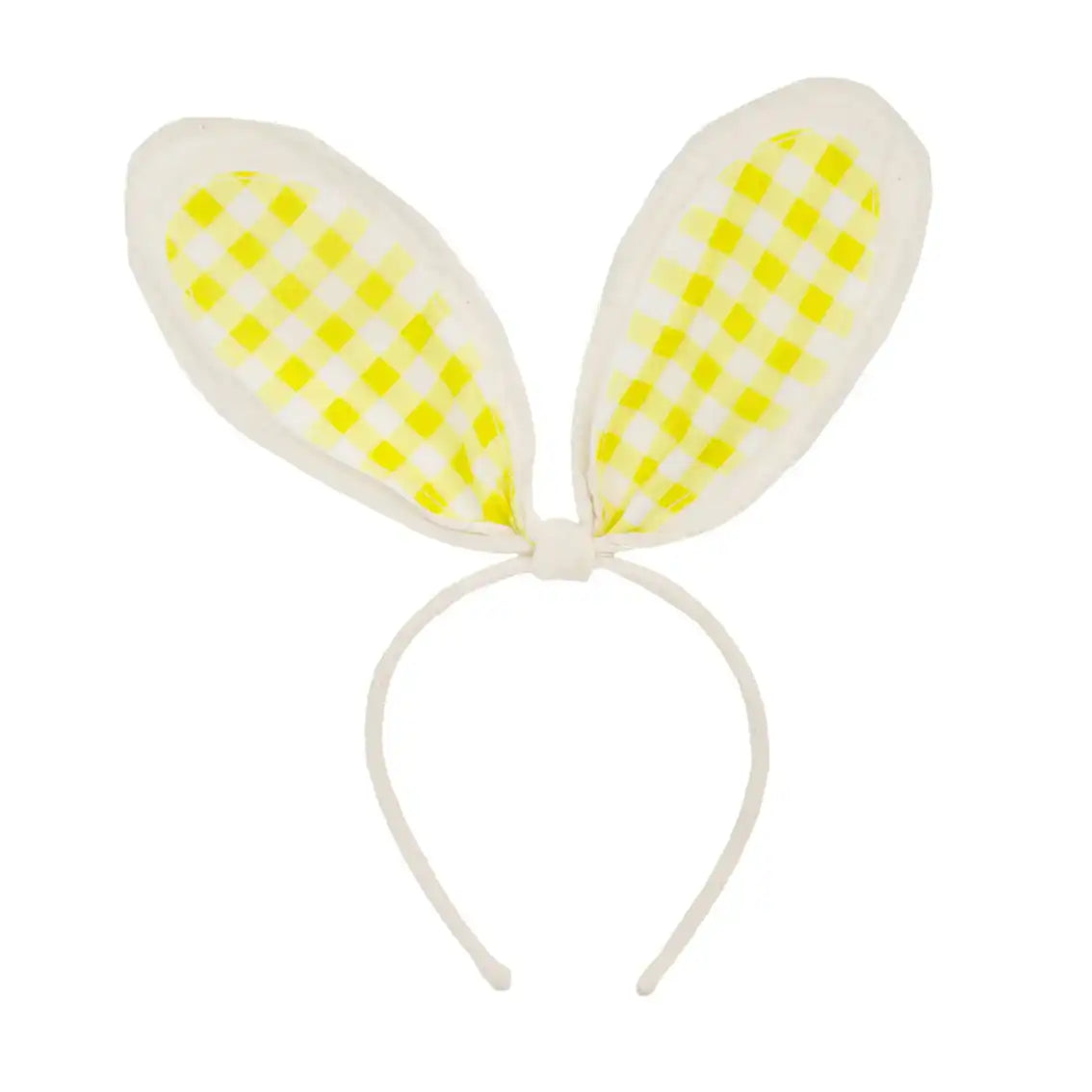 Reusable Bunny Ears Yellow Gingham Headband Easter