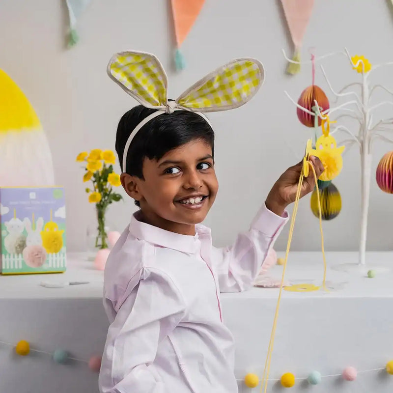 Reusable Bunny Ears Yellow Gingham Headband Easter