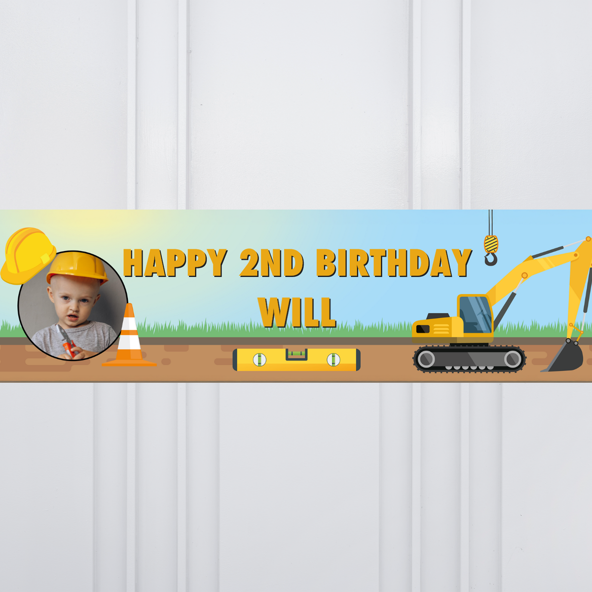 Construction Worker Personalised Party Banner Personalised Banner
