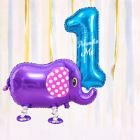 Personalised Elephant Walking Balloon & Number Balloon Bunch (Choose 1–9 in Pink or Blue)