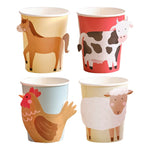 Farm Animals Paper Party Cups (x8)