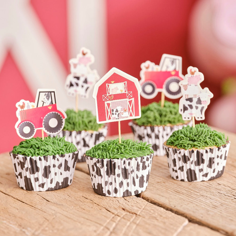 Farm Birthday Cake Cupcake Toppers (x12) Kids Party