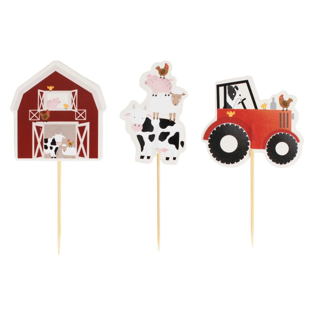 Farm Birthday Cake Cupcake Toppers (x12) Kids Party