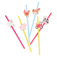 Farm Animals Party Paper Straws (x16) Kids Party