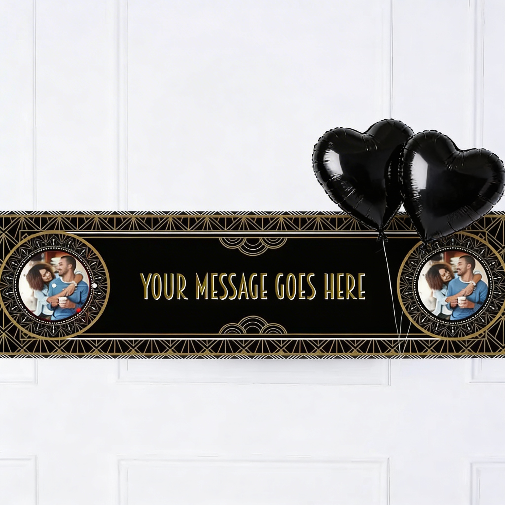 Hollywood Style Personalised Party Banner Yes Add 2 Heart balloons Personalised Banner