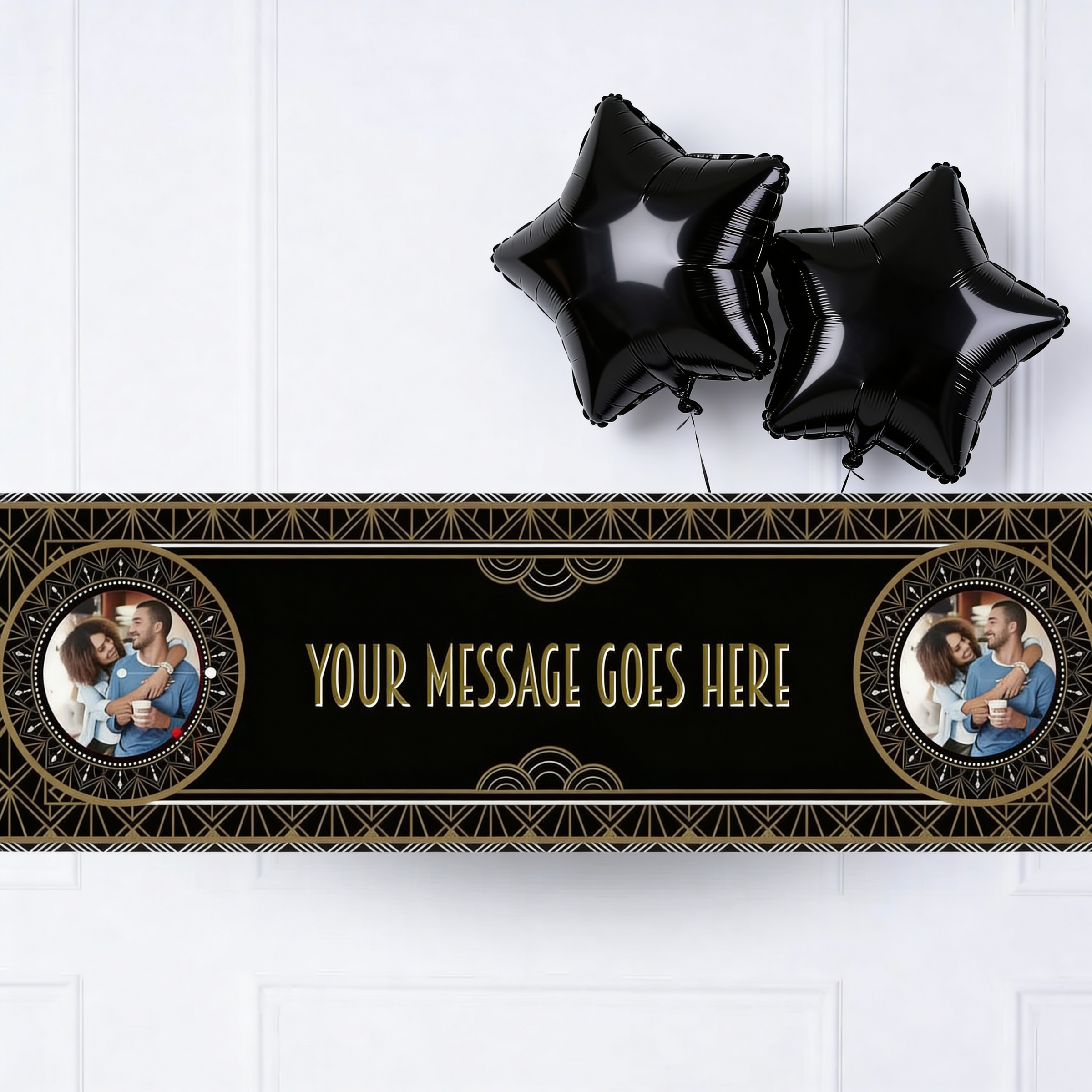 Hollywood Style Personalised Party Banner Yes Add 2 Star balloons Personalised Banner