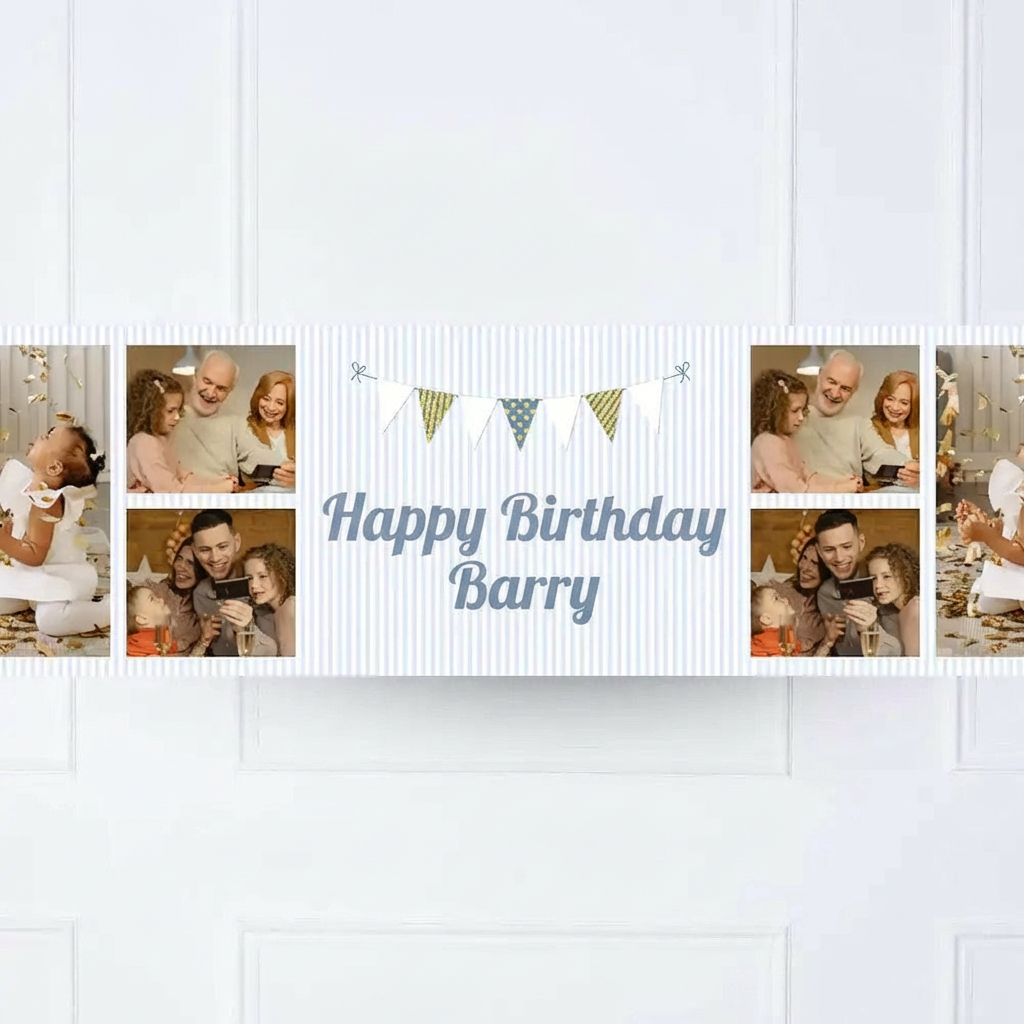 Blue Stripe Bunting Personalised Party Banner Personalised Banner