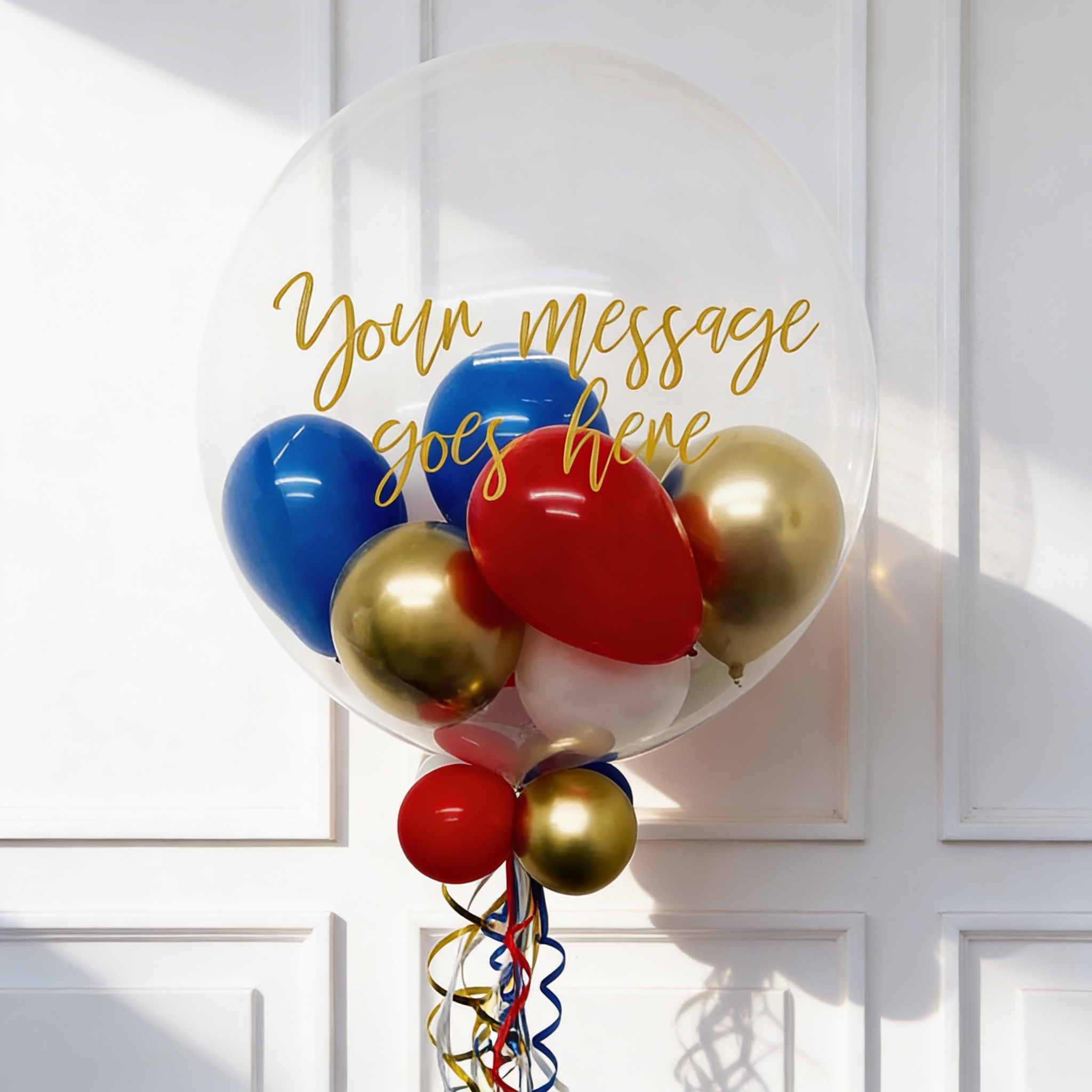 Personalised Bubble Balloon in a Box - Patriotic Union Jack Personalised Balloons