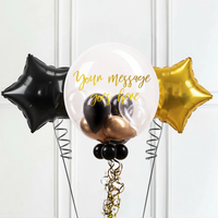 Personalised Bubble Balloon in a Box – Gold Deco 2 Extra Balloons Personalised Balloons