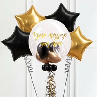 Personalised Bubble Balloon in a Box – Gold Deco 4 Extra Balloons Personalised Balloons