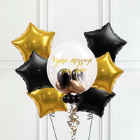 Personalised Bubble Balloon in a Box – Gold Deco 6 Extra Balloons Personalised Balloons