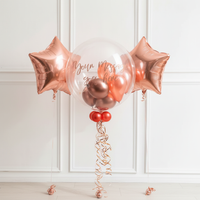 Personalised Bubble Balloon in a Box – Rose Gold 2 Extra Balloons Personalised Balloons