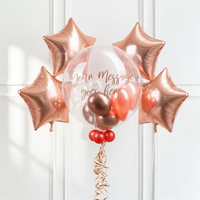Personalised Bubble Balloon in a Box – Rose Gold 4 Extra Balloons Personalised Balloons