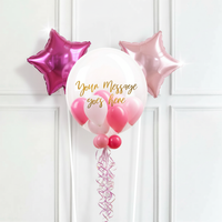 Personalised Bubble Balloon in a Box – Cotton Candy Mini Balloons 2 Extra Balloons Personalised Balloons