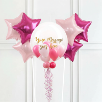 Personalised Bubble Balloon in a Box – Cotton Candy Mini Balloons 6 Extra Balloons Personalised Balloons