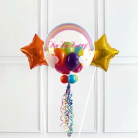 Personalised Bubble Balloon in a Box - Rainbow Clouds 2 Extra Balloons Personalised Balloons