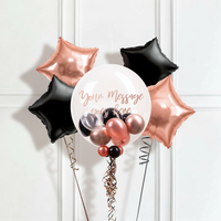 Personalised Bubble Balloon in a Box – Rose Gold Chic 4 Extra Balloons Personalised Balloons