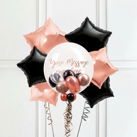 Personalised Bubble Balloon in a Box – Rose Gold Chic 6 Extra Balloons Personalised Balloons