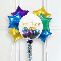 Personalised Bubble Balloon in a Box – Chrome Luxe Mini Balloons 6 Extra Balloons Personalised Balloons