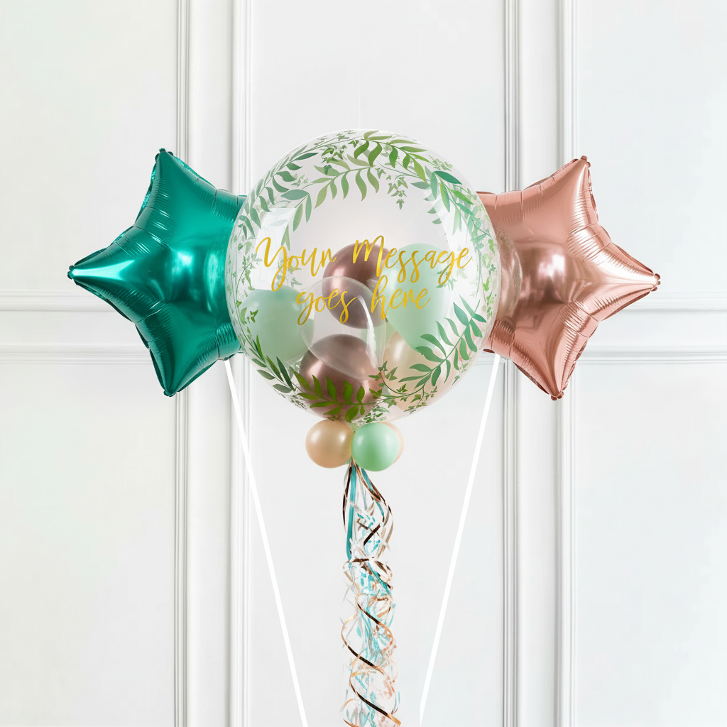 Personalised Bubble Balloon in a Box - Rose Garden 2 Extra Balloons Personalised Balloons