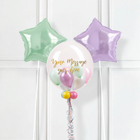 Personalised Bubble Balloon in a Box – Pretty Pastels 2 Extra Balloons Personalised Balloons