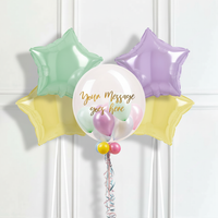 Personalised Bubble Balloon in a Box – Pretty Pastels 4 Extra Balloons Personalised Balloons