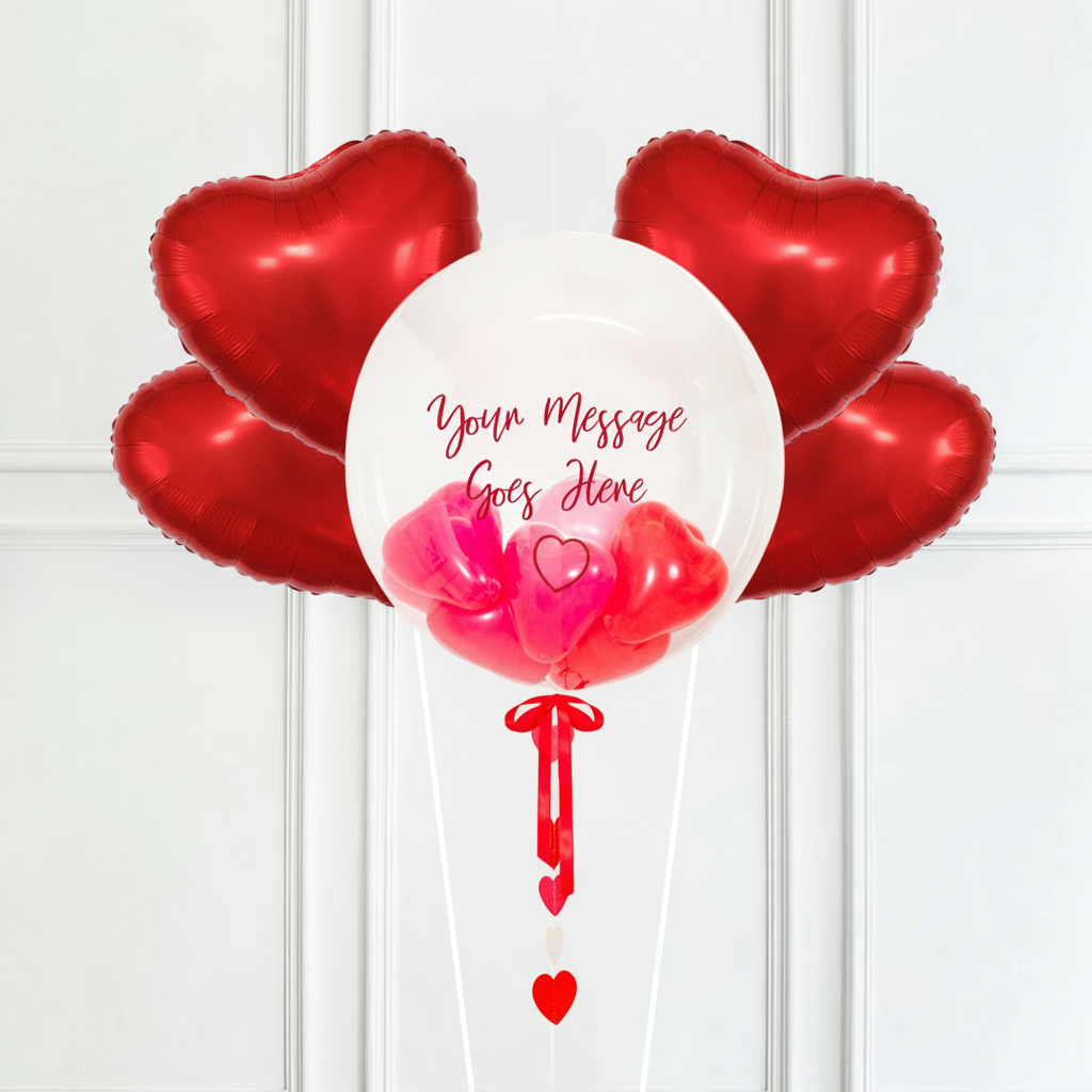 Personalised Heart Filled Bubble Balloon in a Box – Confetti Personalised Balloons