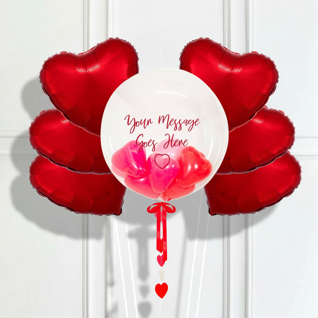 Personalised Heart Filled Bubble Balloon in a Box – Confetti Personalised Balloons