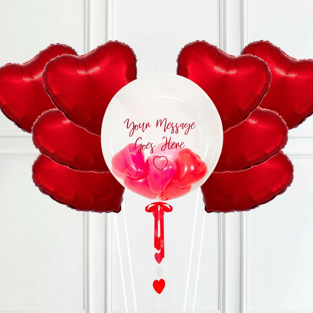 Personalised Heart Filled Bubble Balloon in a Box – Confetti Personalised Balloons