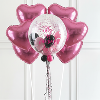 Personalised Bubble Balloon in a Box - Stylish Hearts Personalised Balloons