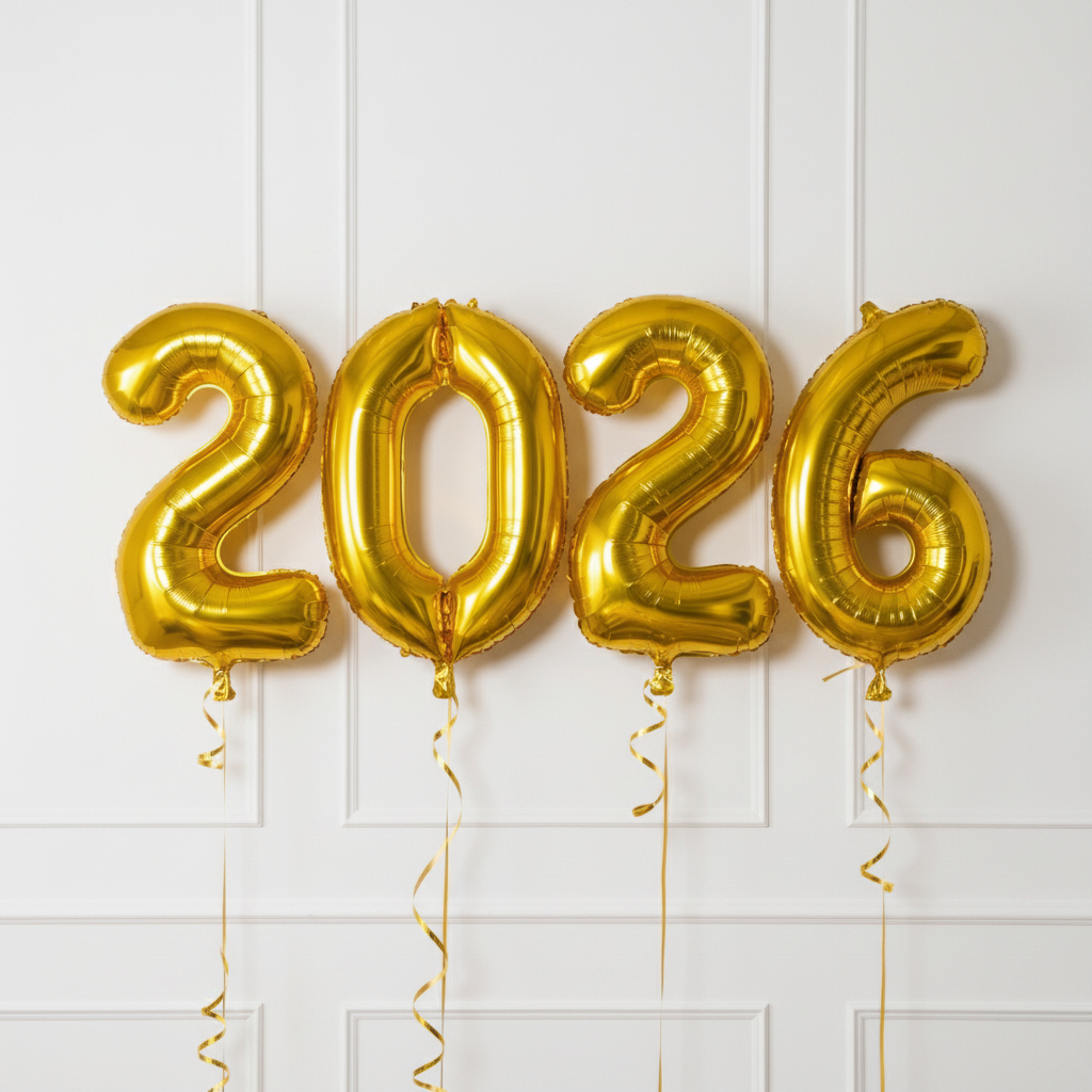 2026 Supershape Gold 34" Inflated Helium Balloon Numbers General Party