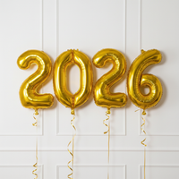 2026 Supershape Gold 34" Inflated Helium Balloon Numbers