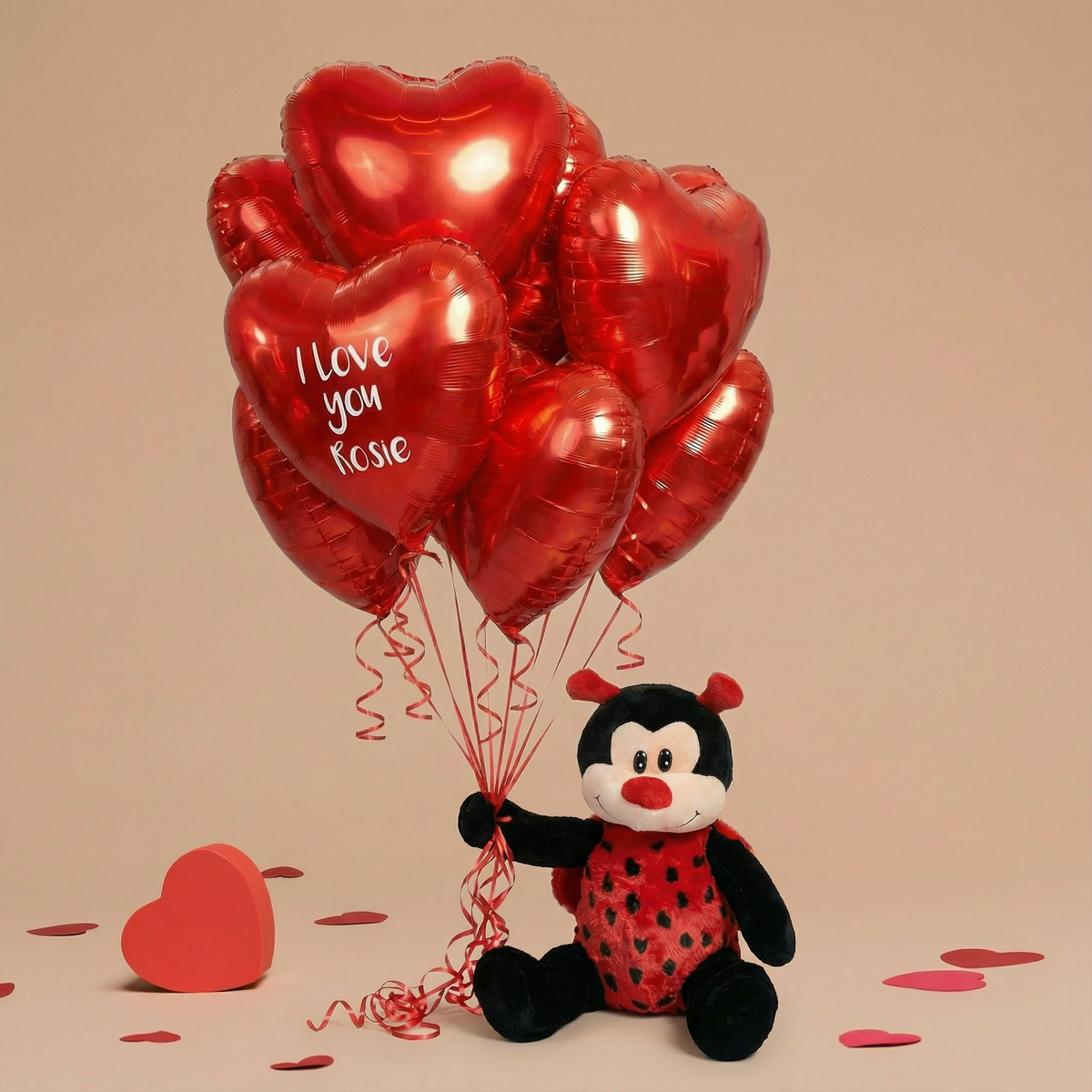 Love Bug Teddy - Personalised Heart balloon Bunch Personalised Balloons