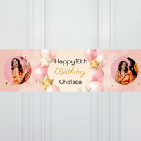 Pink Balloons Personalised Party Banner