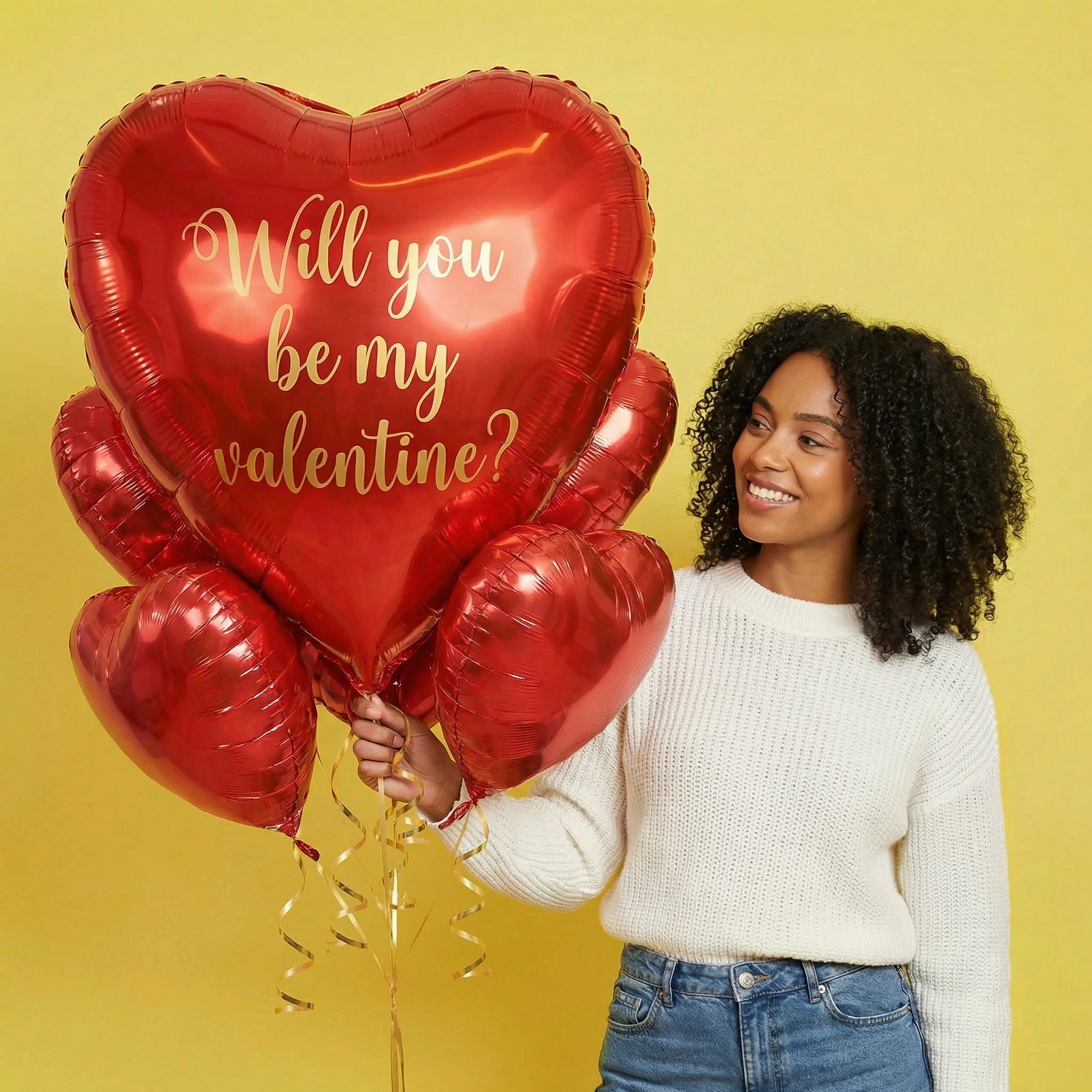 Personalised Large Valentines Heart Balloon 4 Additional Balloons Personalised Balloons