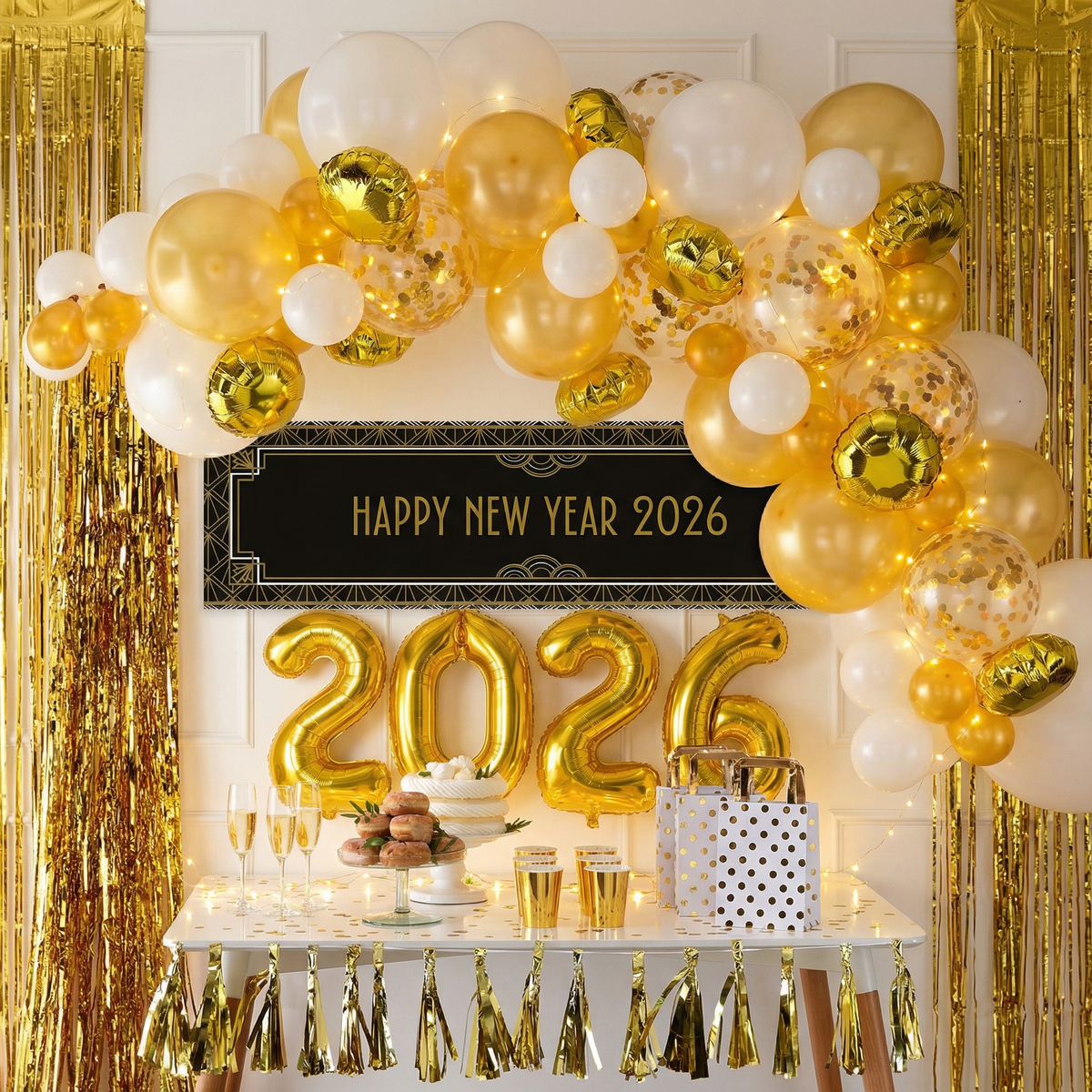 2026 Supershape Gold 34" Inflated Helium Balloon Numbers General Party