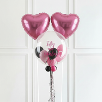 Personalised Bubble Balloon in a Box - Stylish Hearts 2 Extra Balloons Personalised Balloons