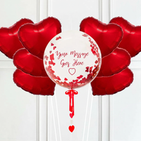 Personalised Heart Filled Bubble Balloon in a Box – Confetti 8 Extra Balloons Personalised Balloons