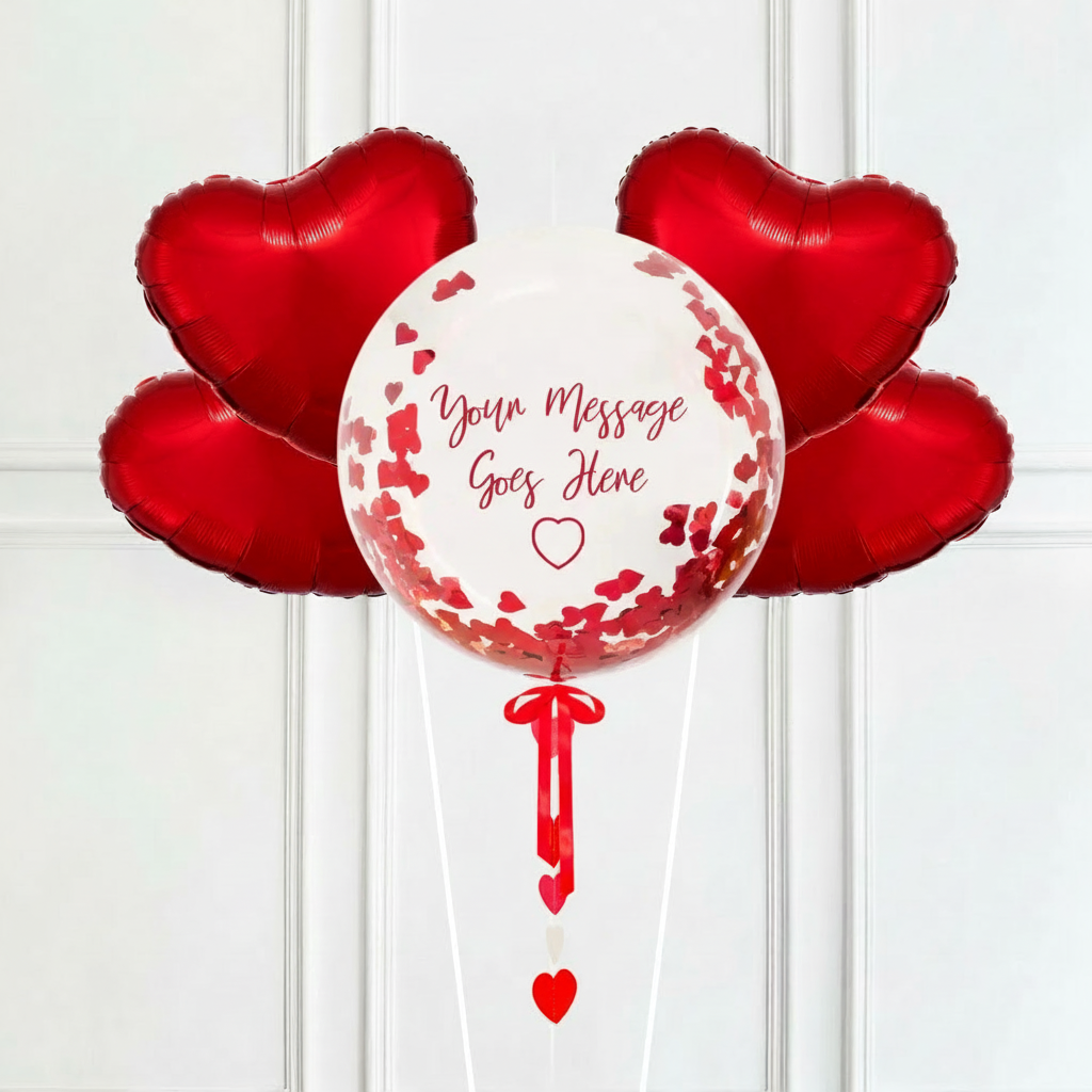 Personalised Heart Filled Bubble Balloon in a Box – Confetti 4 Extra Balloons Personalised Balloons