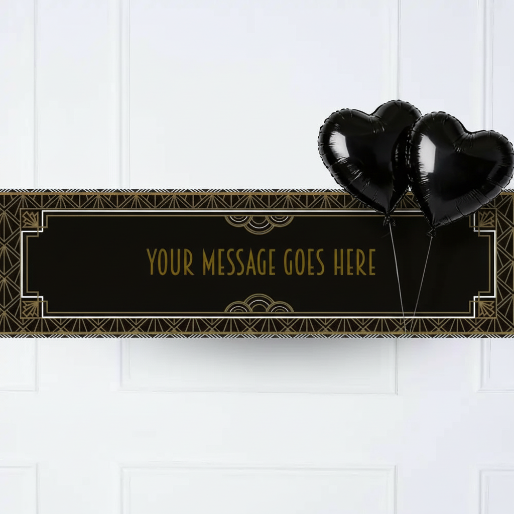 Hollywood Style Personalised Party Banner No Add 2 Heart balloons Personalised Banner