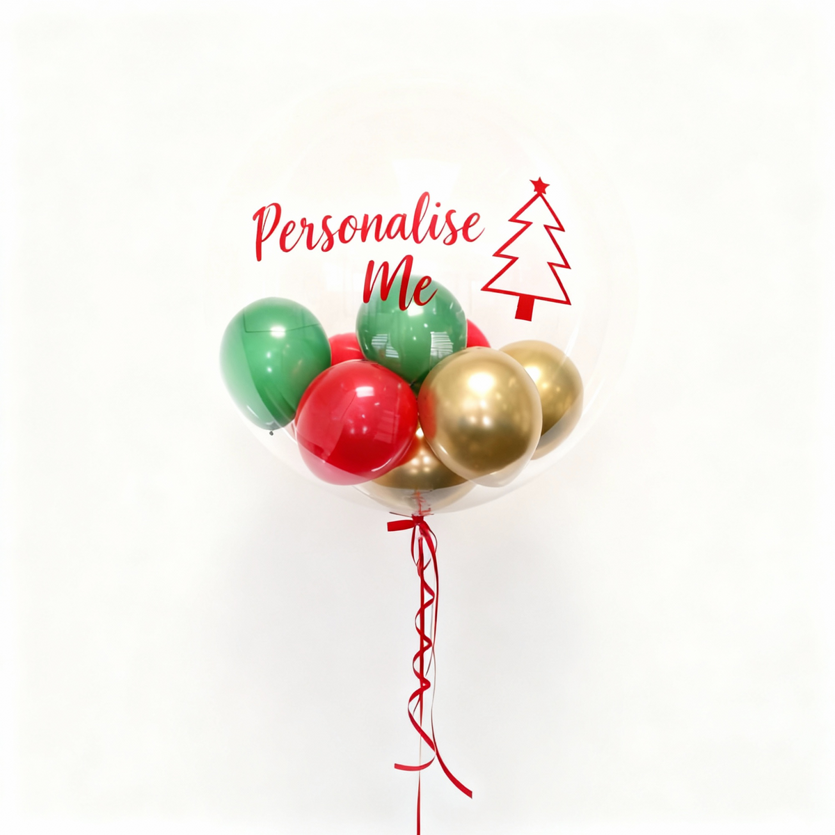 Personalised Red & Gold Merry Christmas Bubble Balloon Personalised Balloons