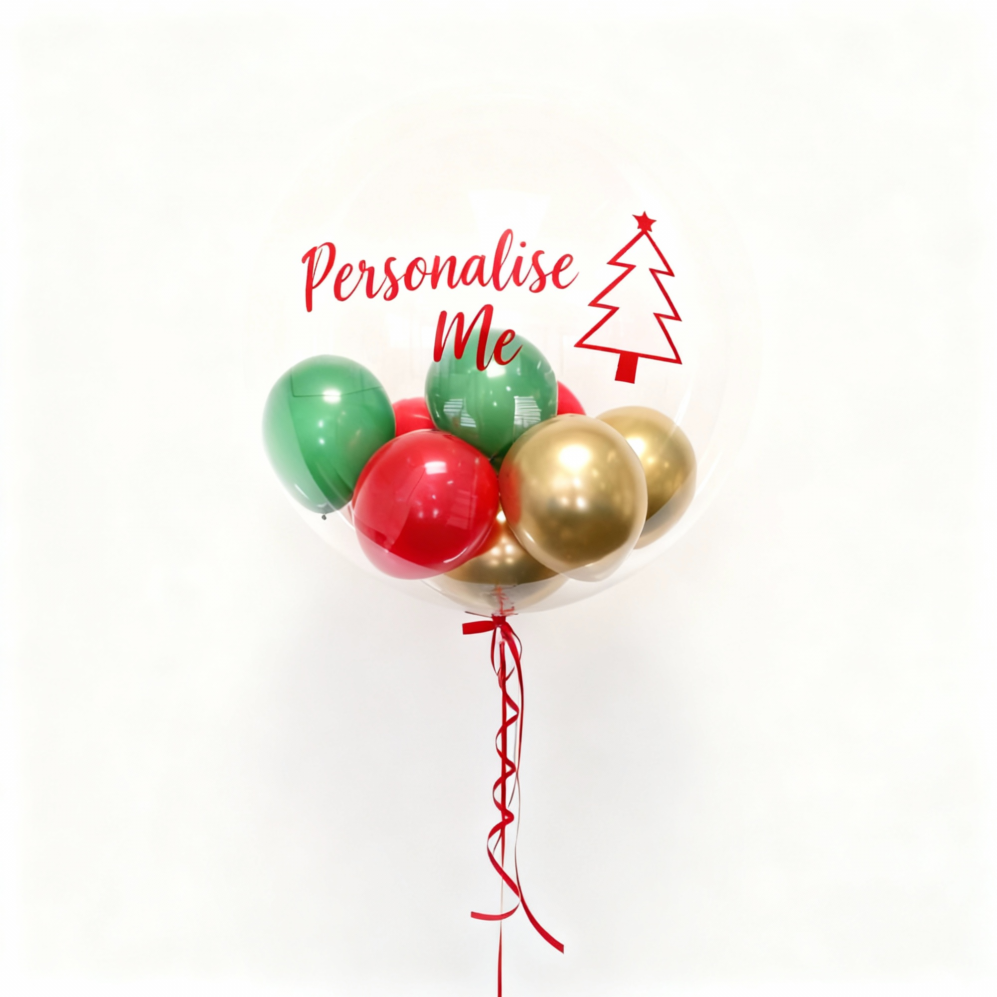 Personalised Red & Gold Merry Christmas Bubble Balloon Personalised Balloons