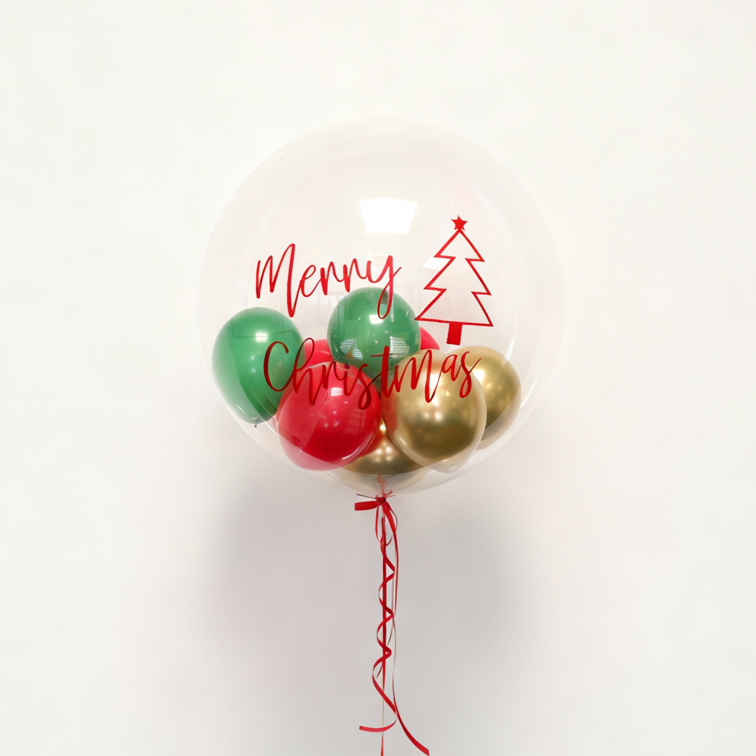 Personalised Red & Gold Merry Christmas Bubble Balloon Personalised Balloons
