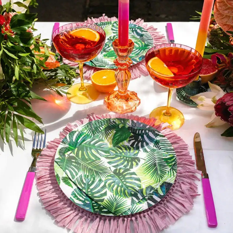Palm Leaf Paper Party Plates (x8) Summer