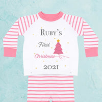 Personalised 1st Christmas Baby Girls Pyjamas